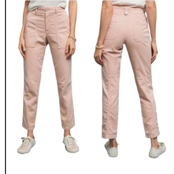 Anthropologie The Wanderer Pink Pants‎ Women's 26 Utility Casual Linen Blend - Picture 1 of 10